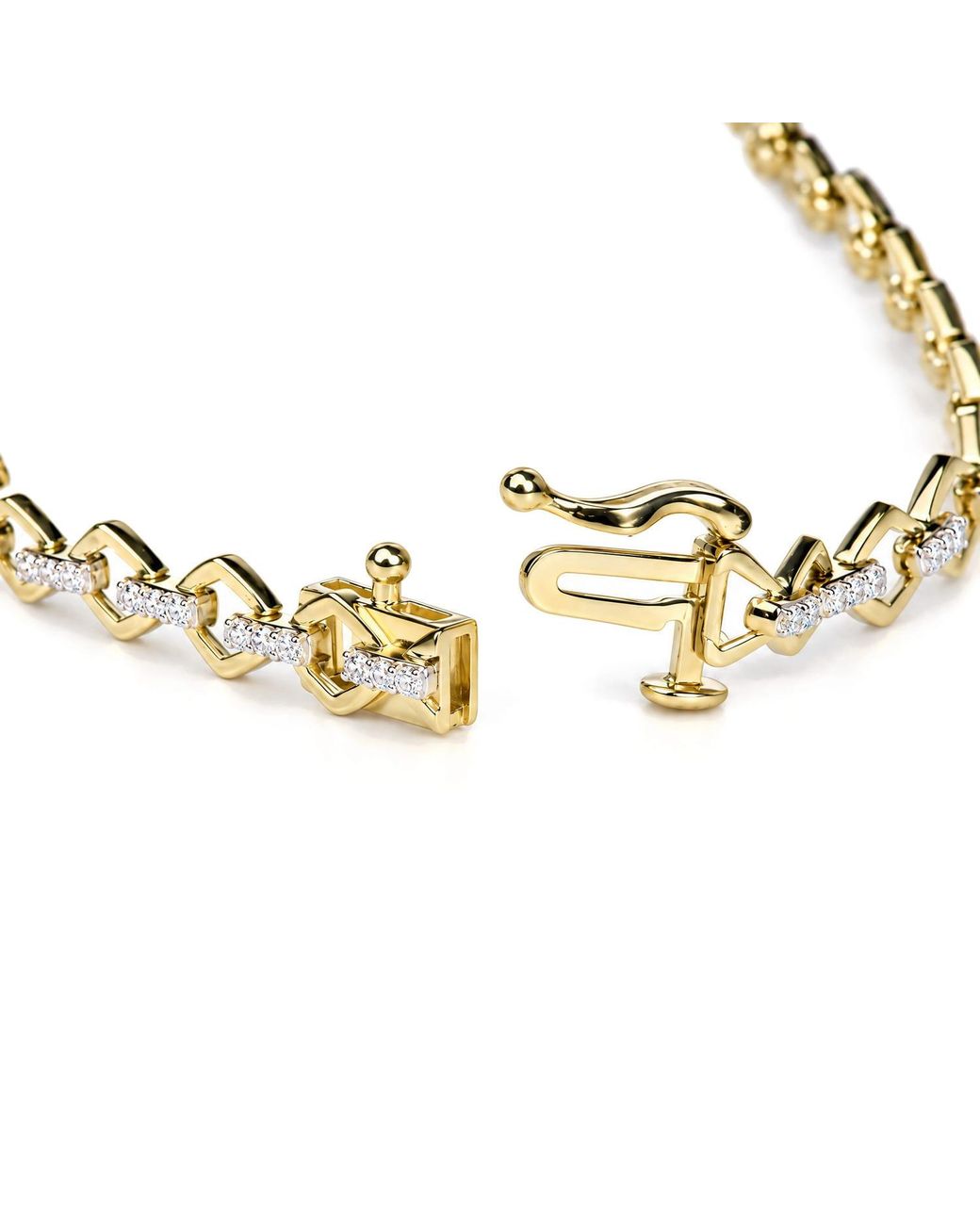 Haus of Brilliance Metallic Vermeil Diamond Geometric Link Bracelet