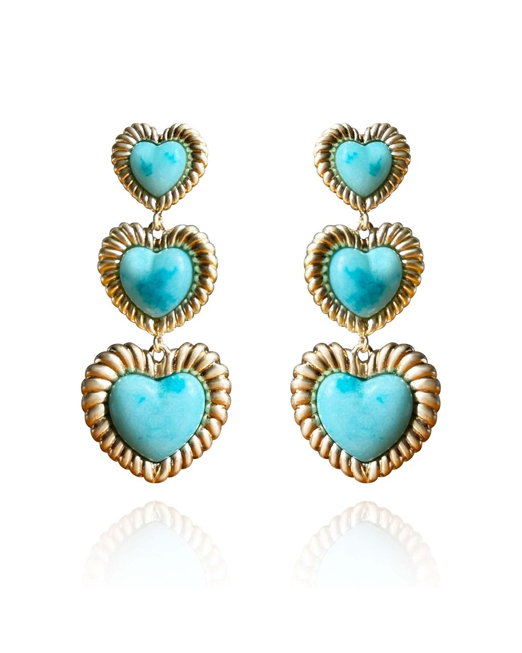 Laura Gray Metallic Sloan Triple Heart Earrings