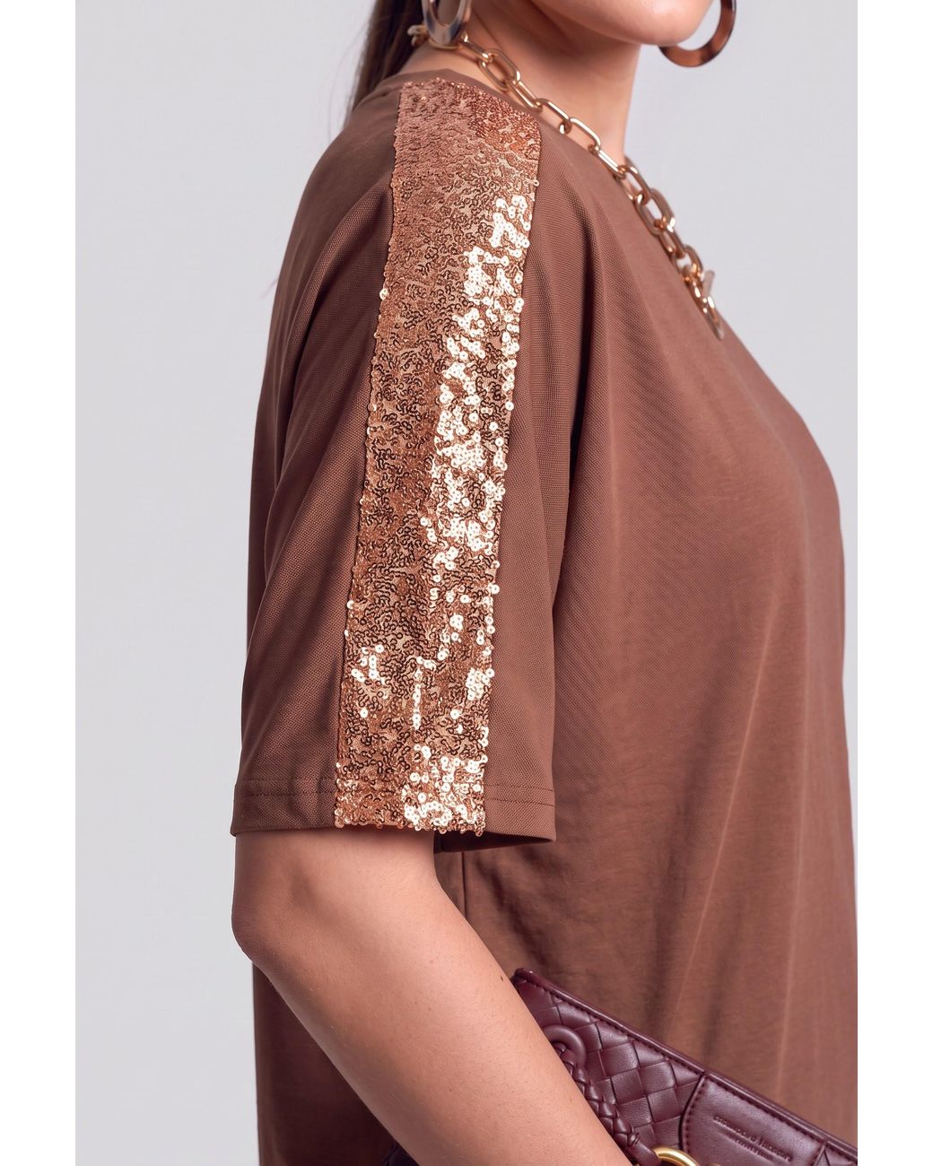 James Lakeland Brown Paillettes Blouse Bronze
