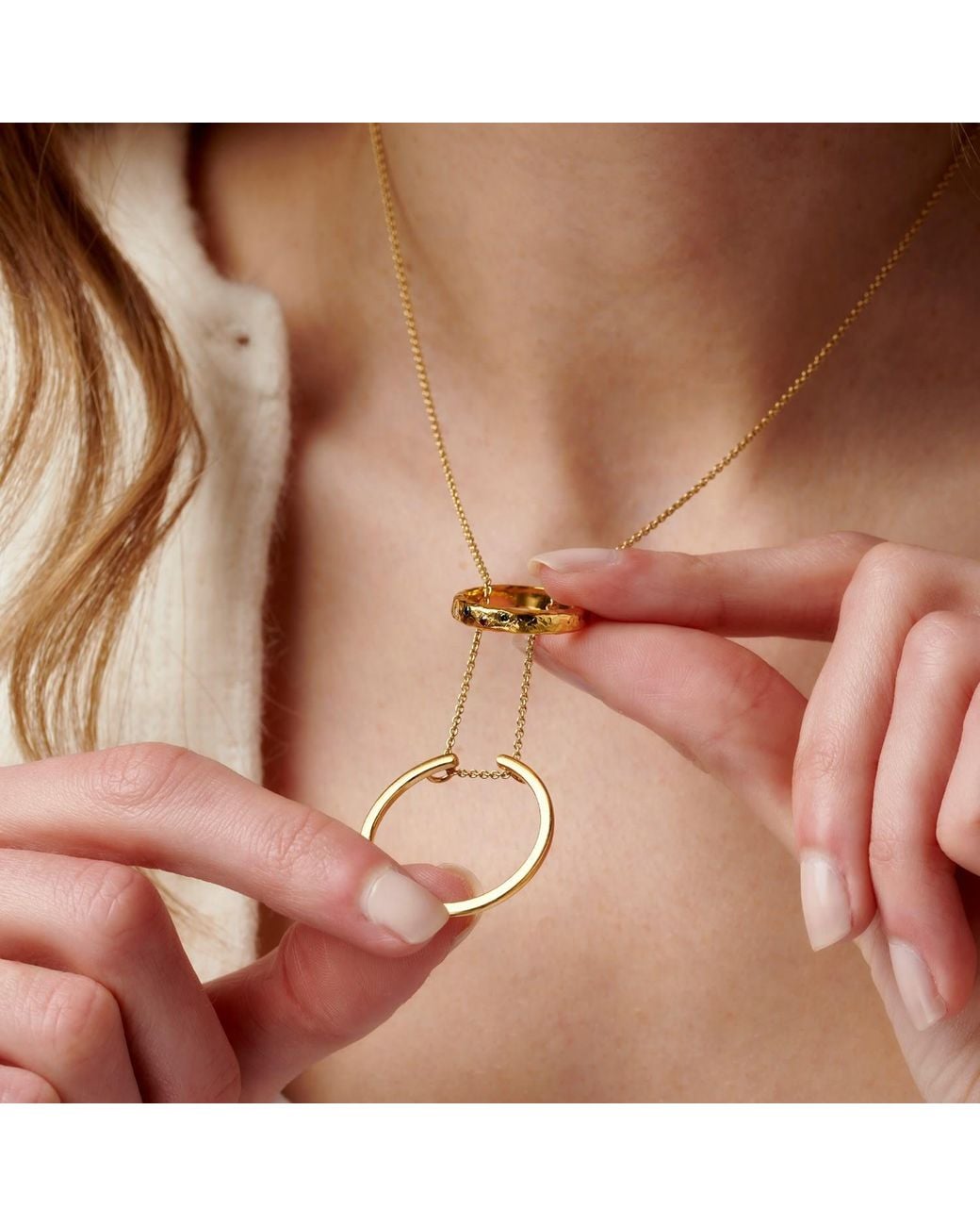 Posh Totty Designs Metallic Plated Circle Ring Holder Necklace