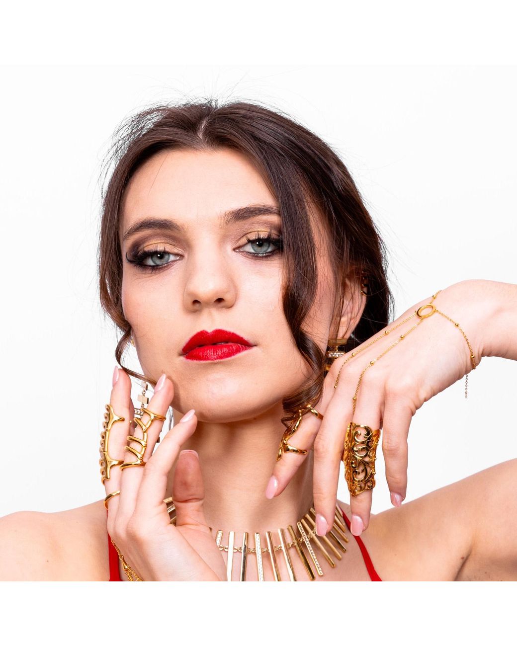 Lucy Quartermaine Metallic Elements Full Armour Ring