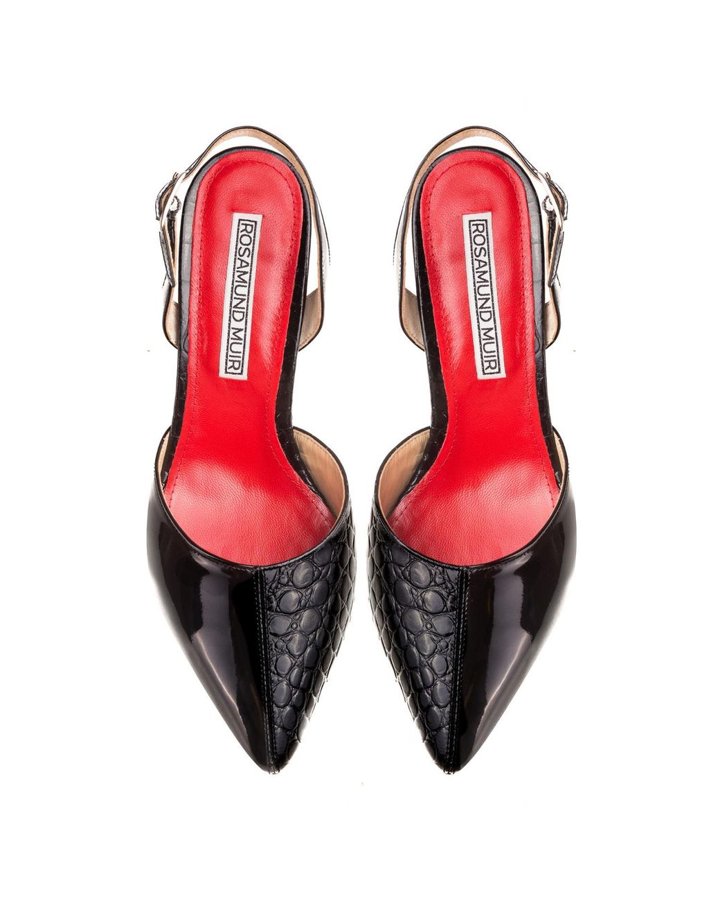 Rosamund Muir London Red Augusta Duo-Texture Slingback Heels