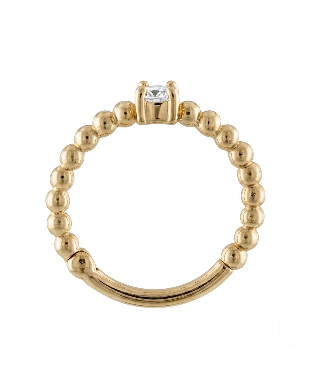 Zahav Jewelry Metallic 14K Solid 18G 10Mm Genuine Natural Diamond Beaded Clicker Hoop