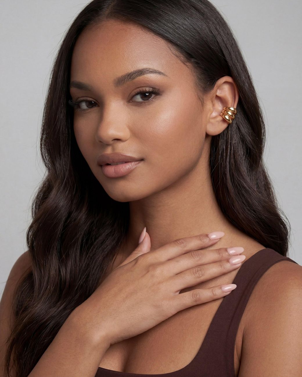 Elk & Bloom Metallic Triple Wrap 14K Huggie Hoop Ear Cuff