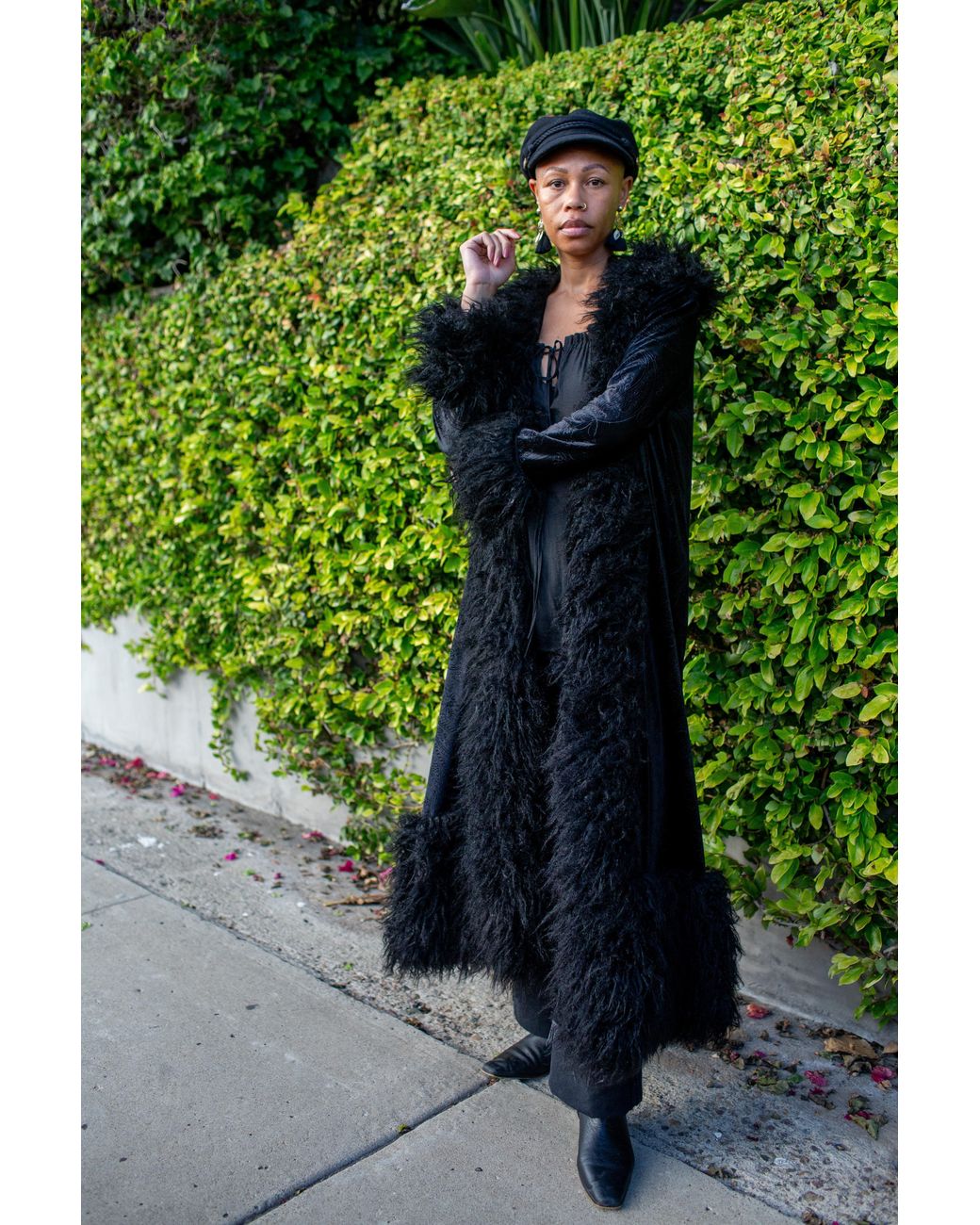 Jennafer Grace Black Penny Deluxe Baroque Velvet Faux Fur Jacket