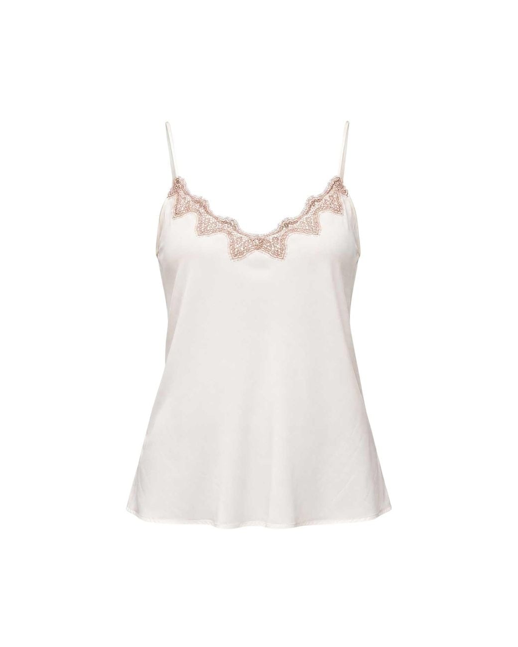 Humans & Land White Neutrals Cream Laced Silk Lingerie Top
