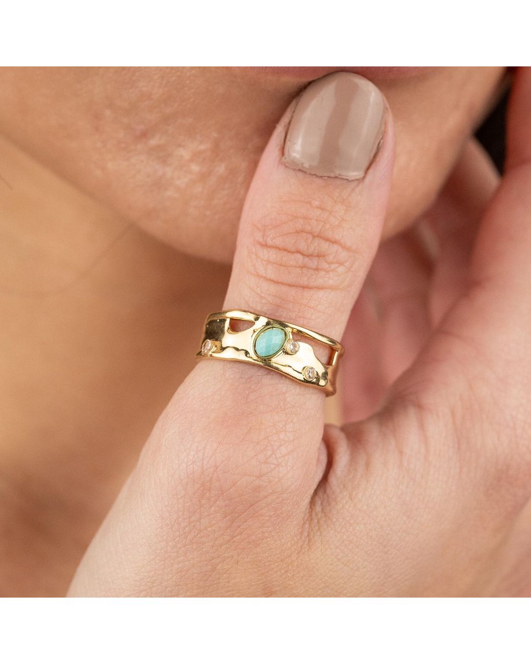 Rare Matters Jewelry Metallic Gemstone Band Ring