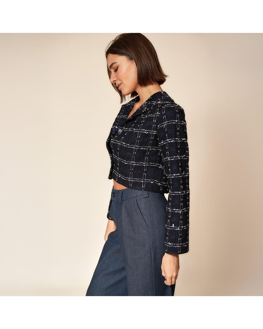 Gunda Hafner Ltd Blue Cropped Tweed Jacket