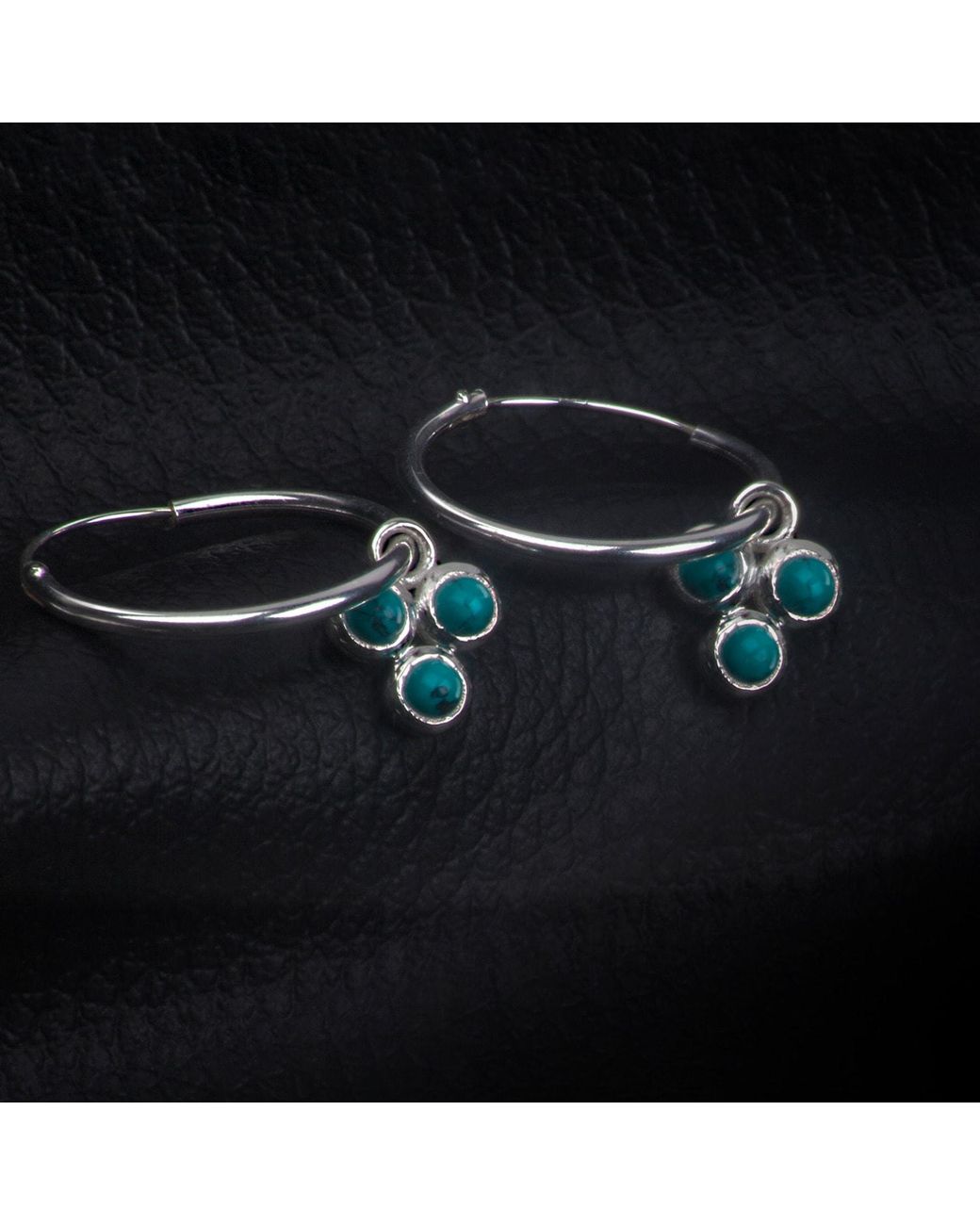 The Jewellery Store London Blue Hoop Earrings With Trilogy Charm