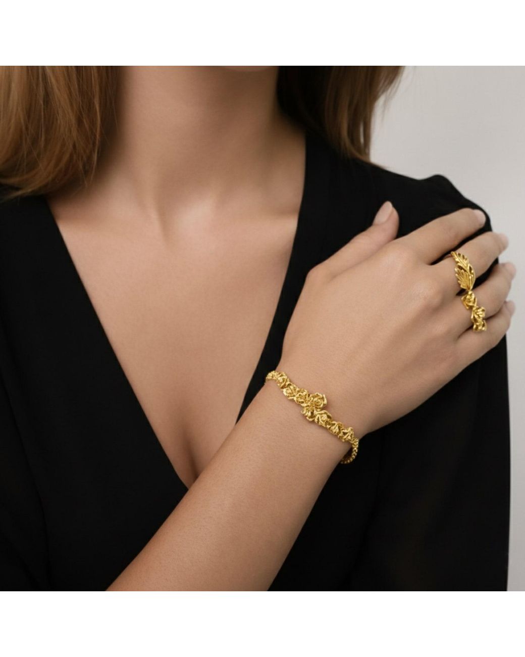 Unaloe Metallic Vermeil Rose Chain Bracelet Olimpic – Handmade Italian Floral Jewelry