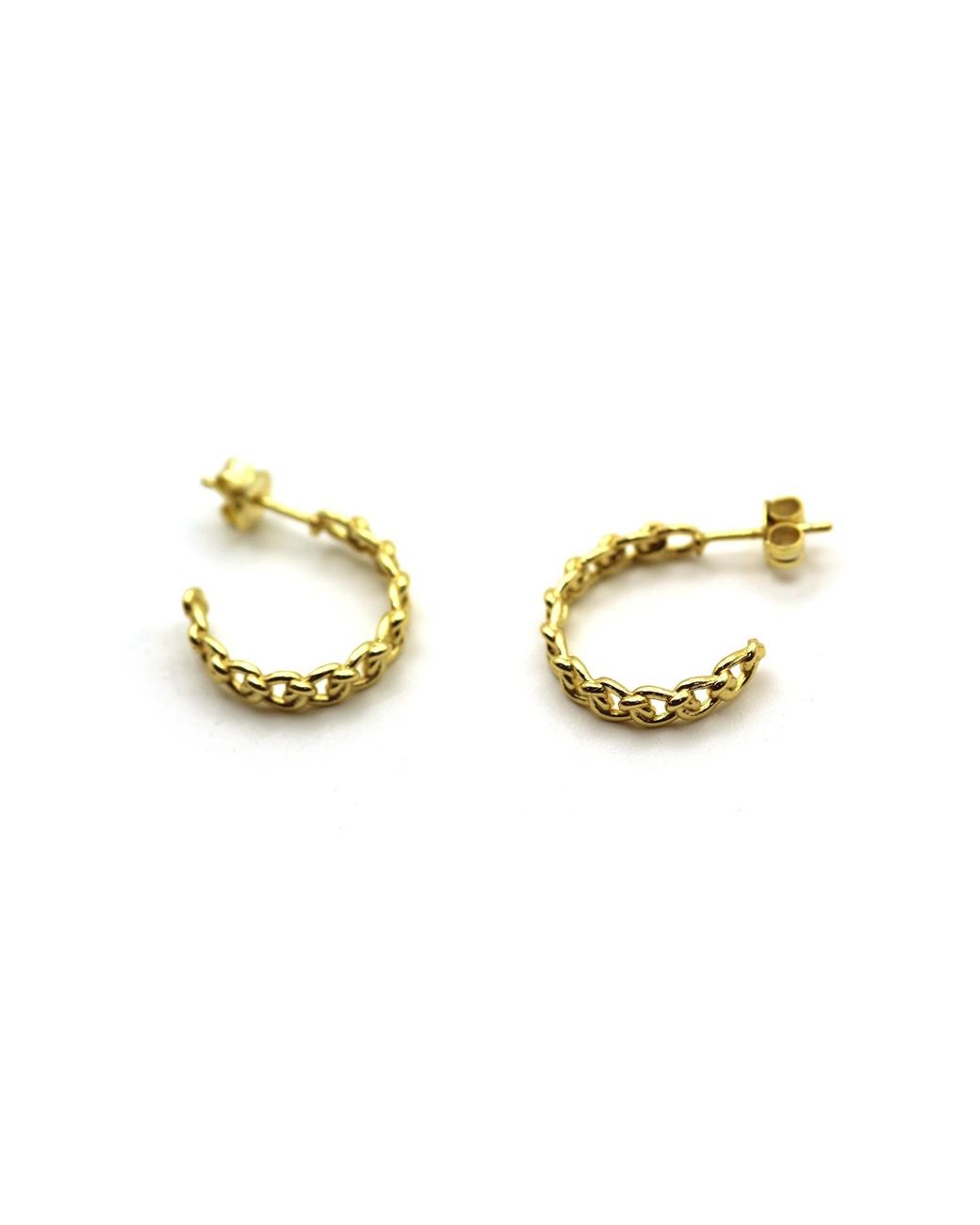 VicStoneNYC Fine Jewelry Metallic Chain Pattern Desgin Hoop Earrings