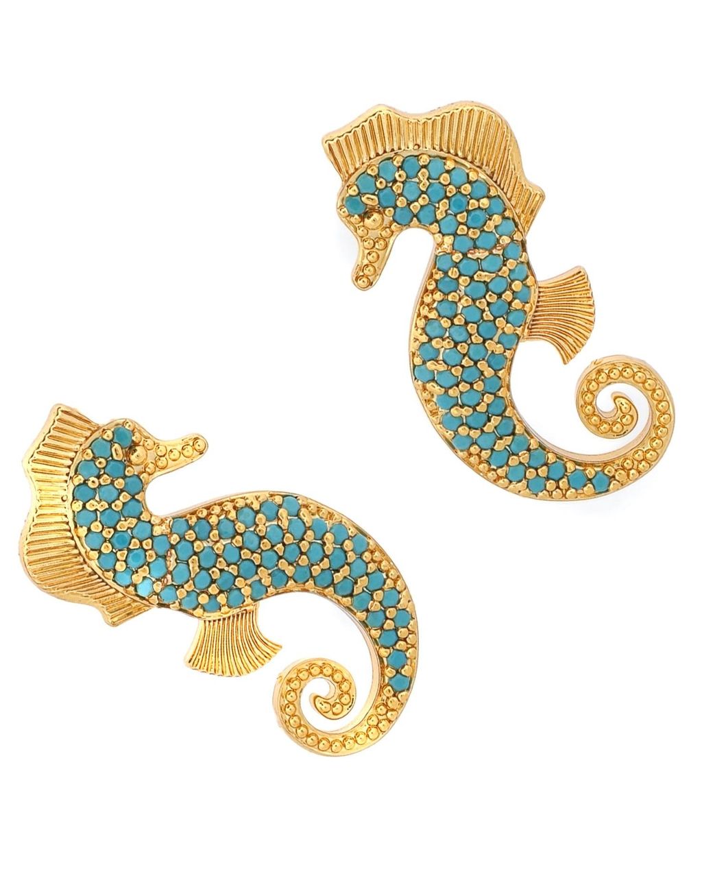 Ebru Jewelry Metallic Majestic Seahorse & Statement Studs