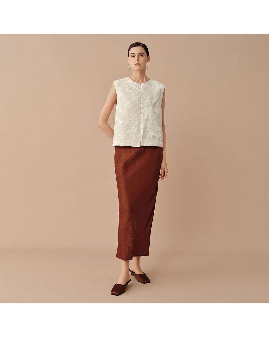 Silkinc Natural Velvet Floral Chinese Vest