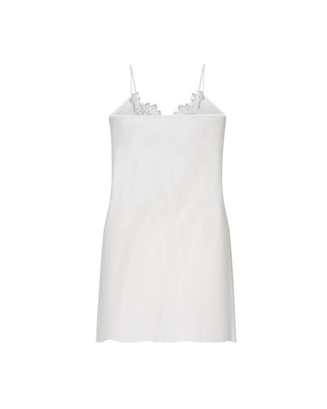Avenue 8 White Lace Detailed Silk Mini With V-Neck