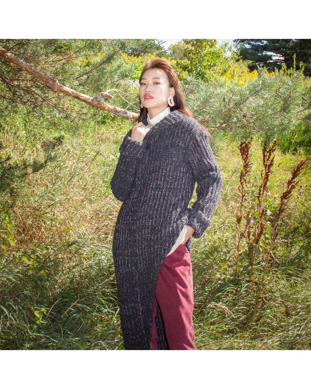 Joeleen Torvick Blue Angular Ribbed Sweater