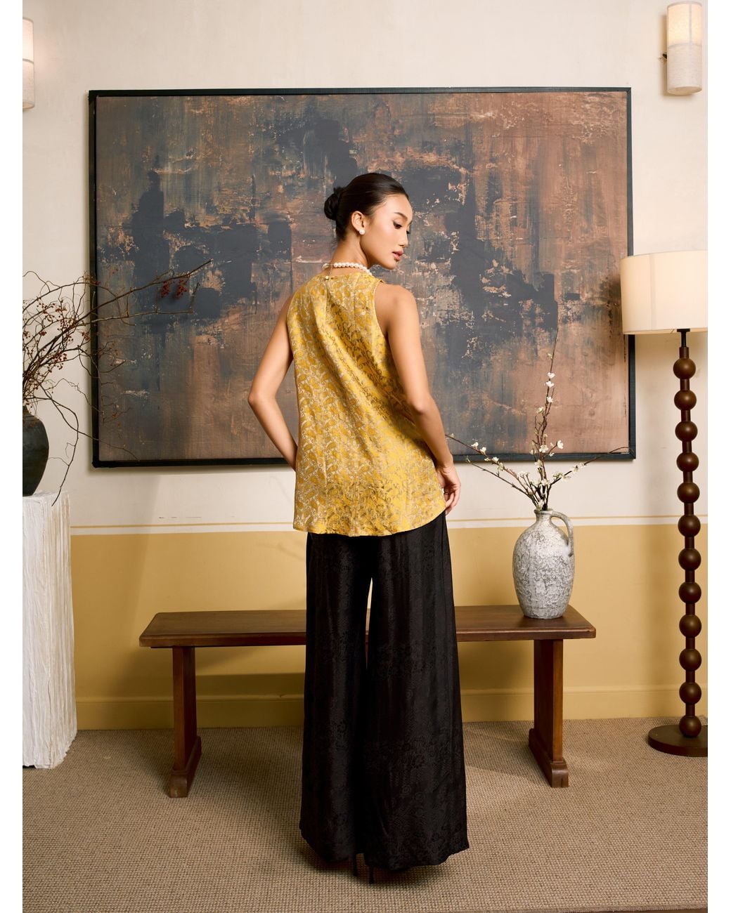 Silk and Bears Black Ophelia Wide Leg Palazzo Trouser