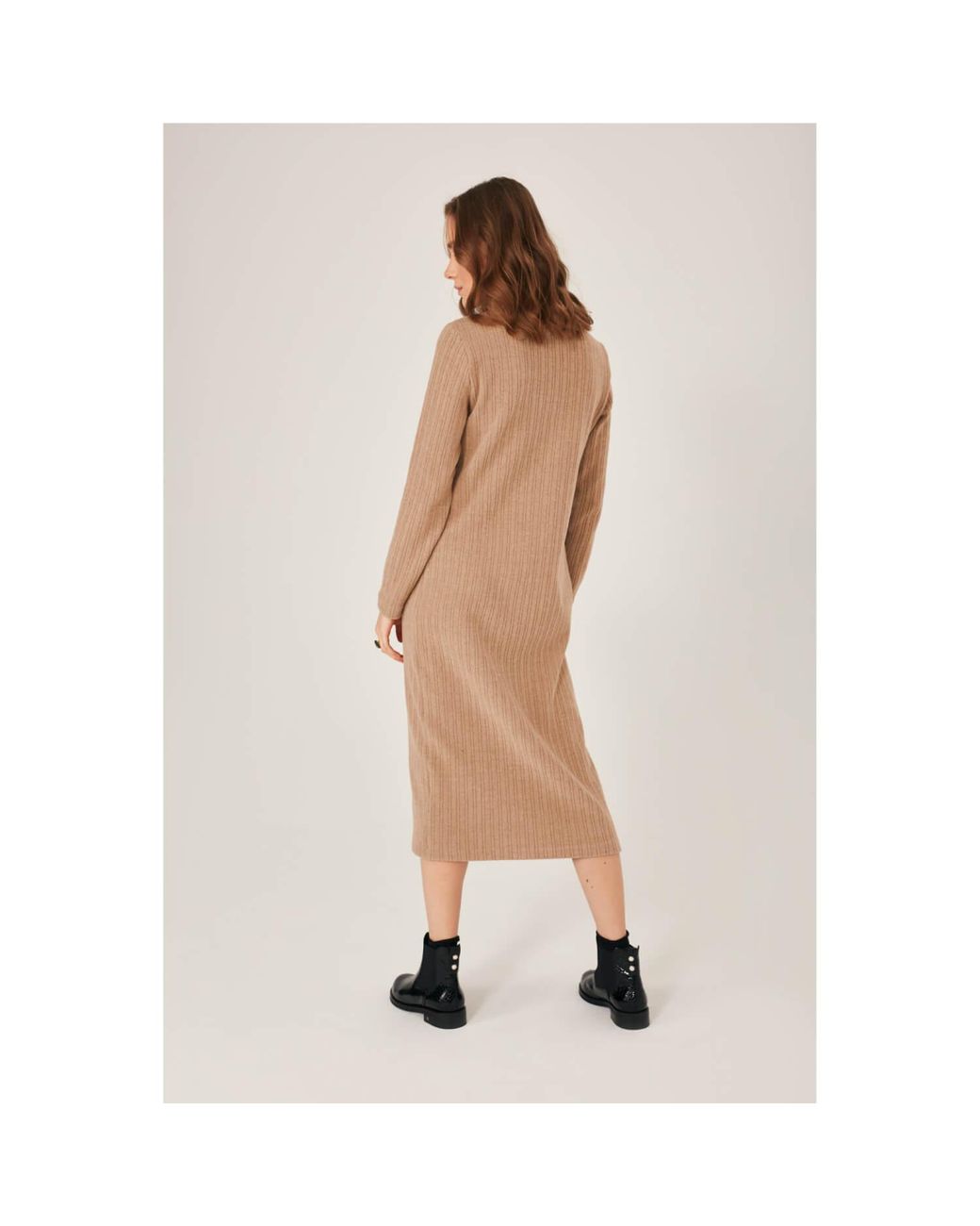 Oh!Zuza Natural Neutrals Camel Long-Sleeved Turtleneck Dress