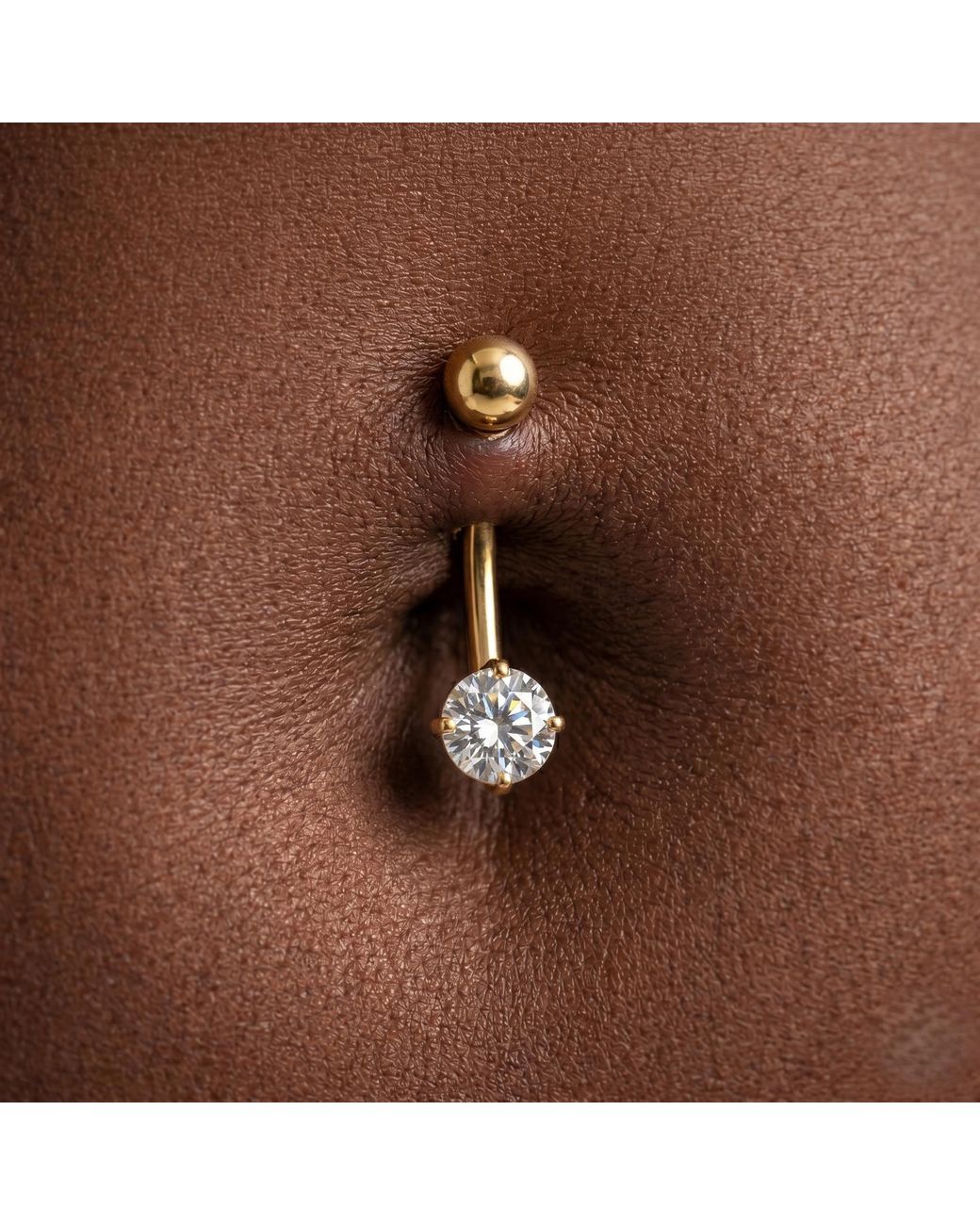 Zahav Jewelry Metallic 10K Solid 14G Round Cz Belly Ring