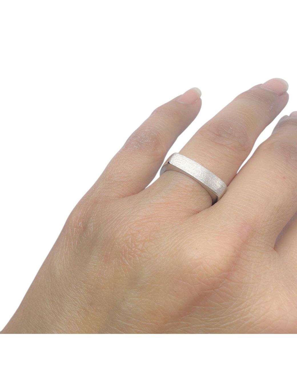 Tg-Jewellery by Tamara Gervasio Metallic Platinum Solid Square Band Ring Handmade