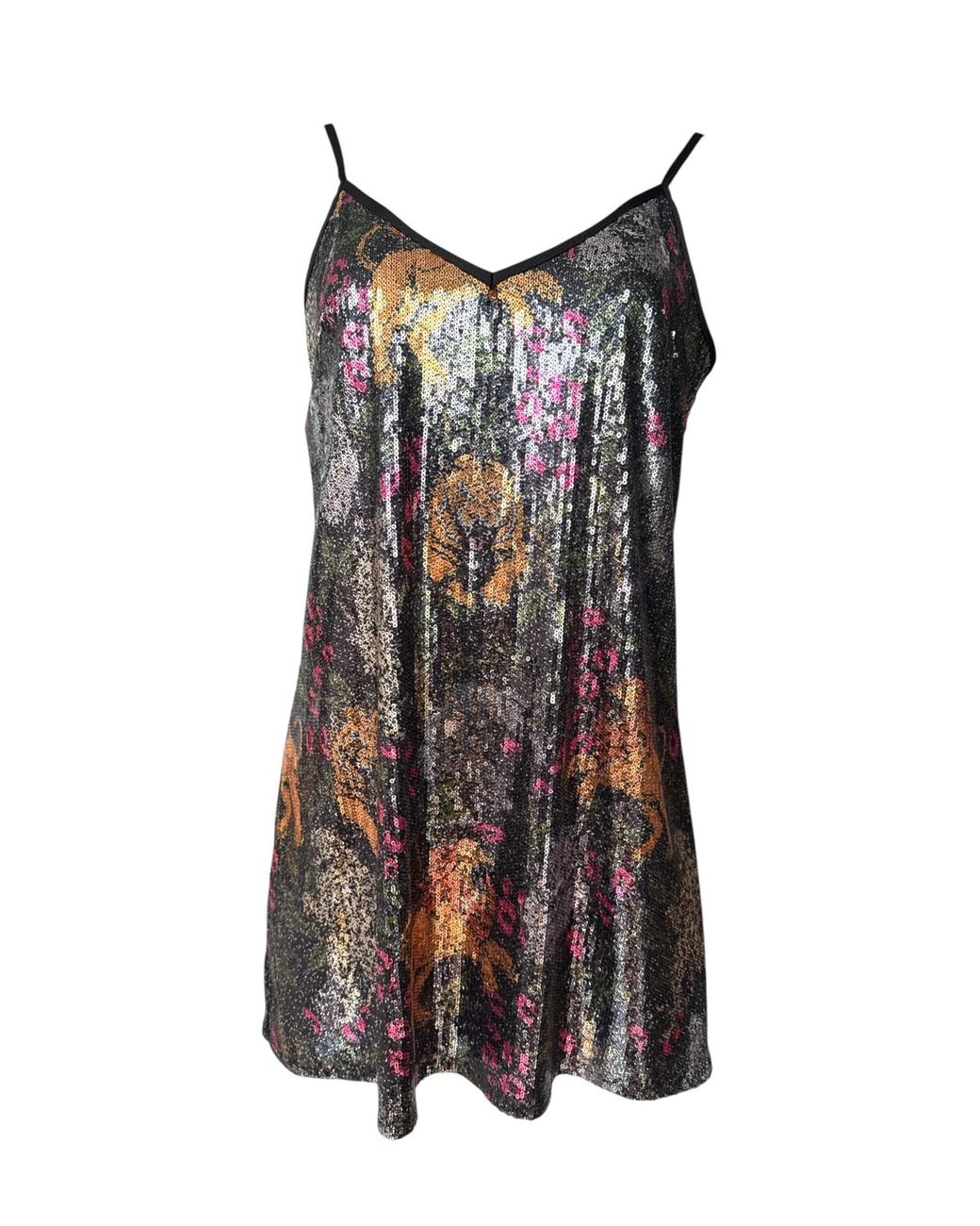 Any Old Iron Multicolor Big Cats Sequin Short Dress