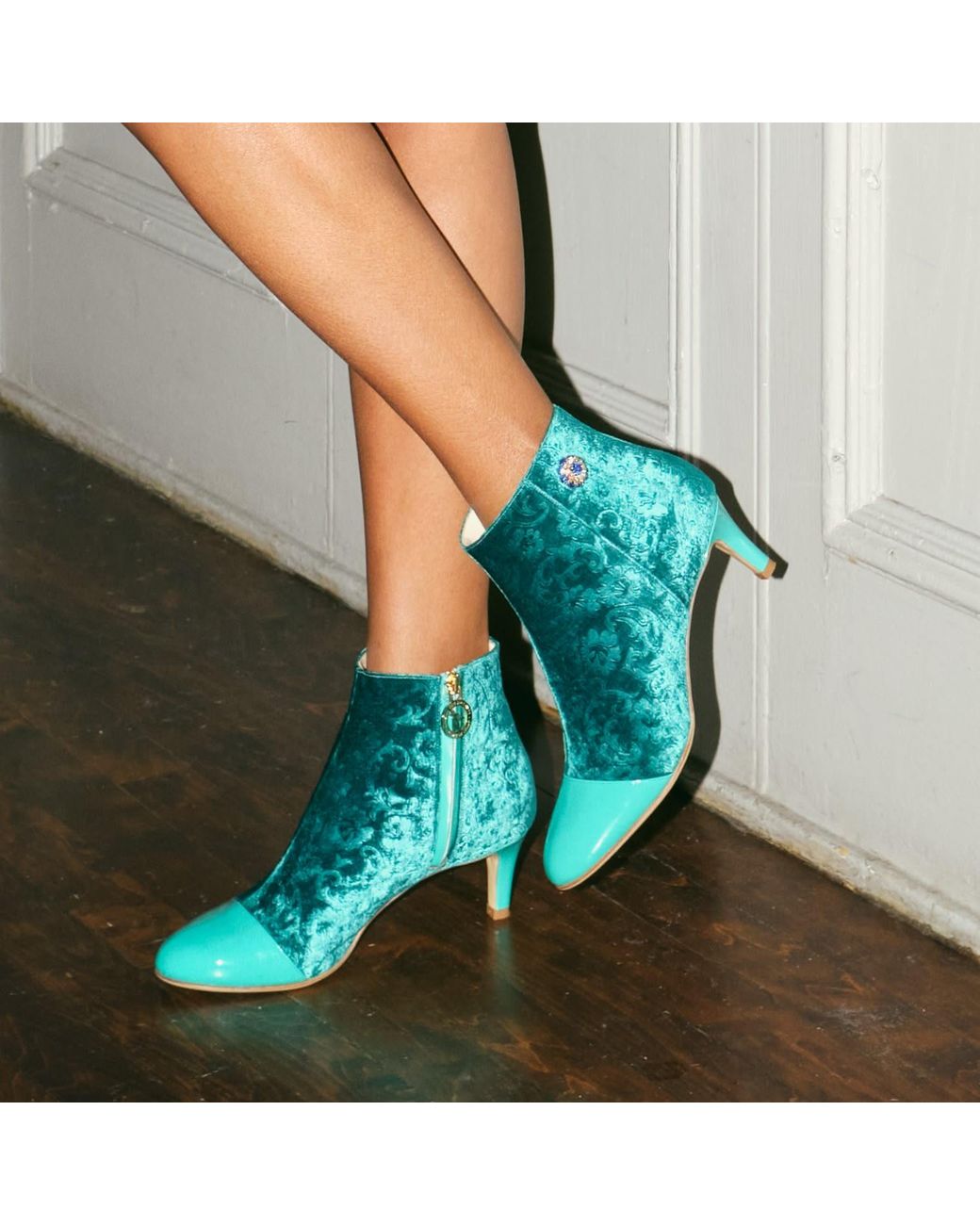 Moon D'elle Green Eclisse Ankle Boots