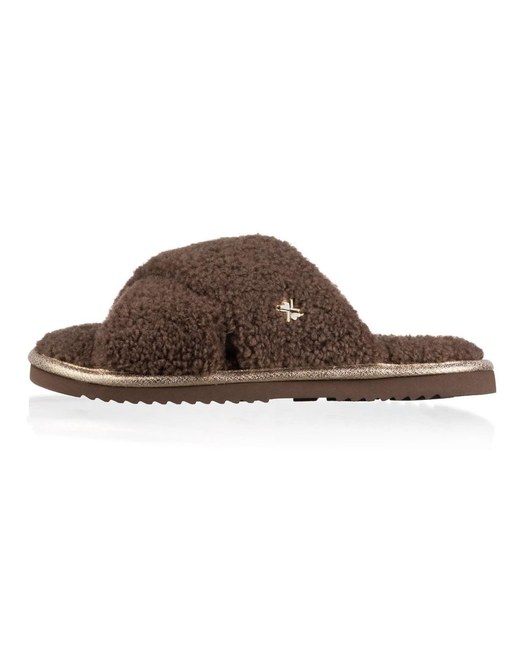 Laines London Brown Neutrals Neutral Boucle Slippers