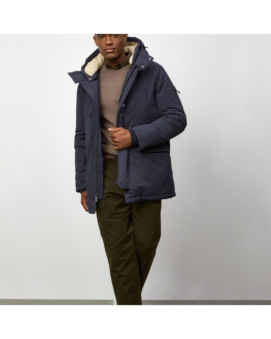 Parka London Expedition Shearling Parka in Blue for Men | Lyst