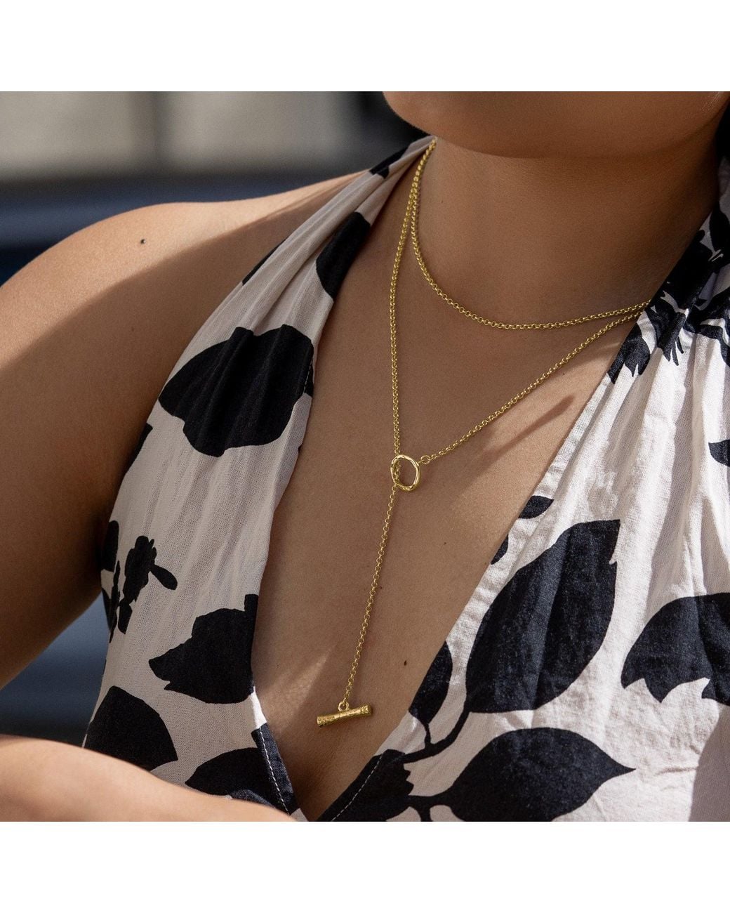Dower & Hall Metallic Nomad T-Bar Lariat Necklace