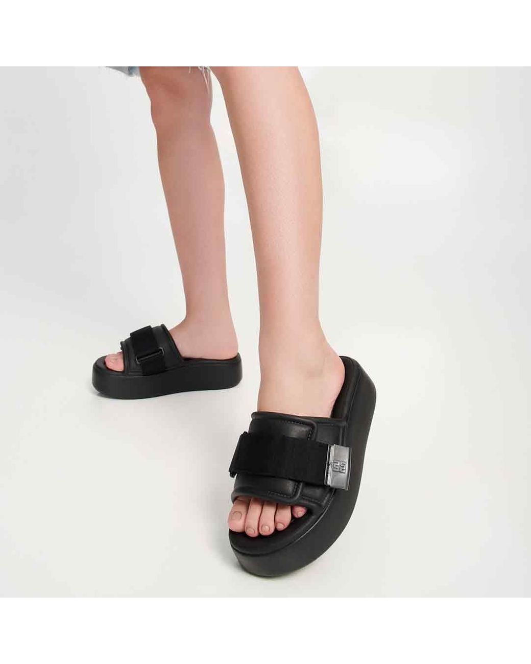 Melissa Black Free Fuzzy Slide Platform