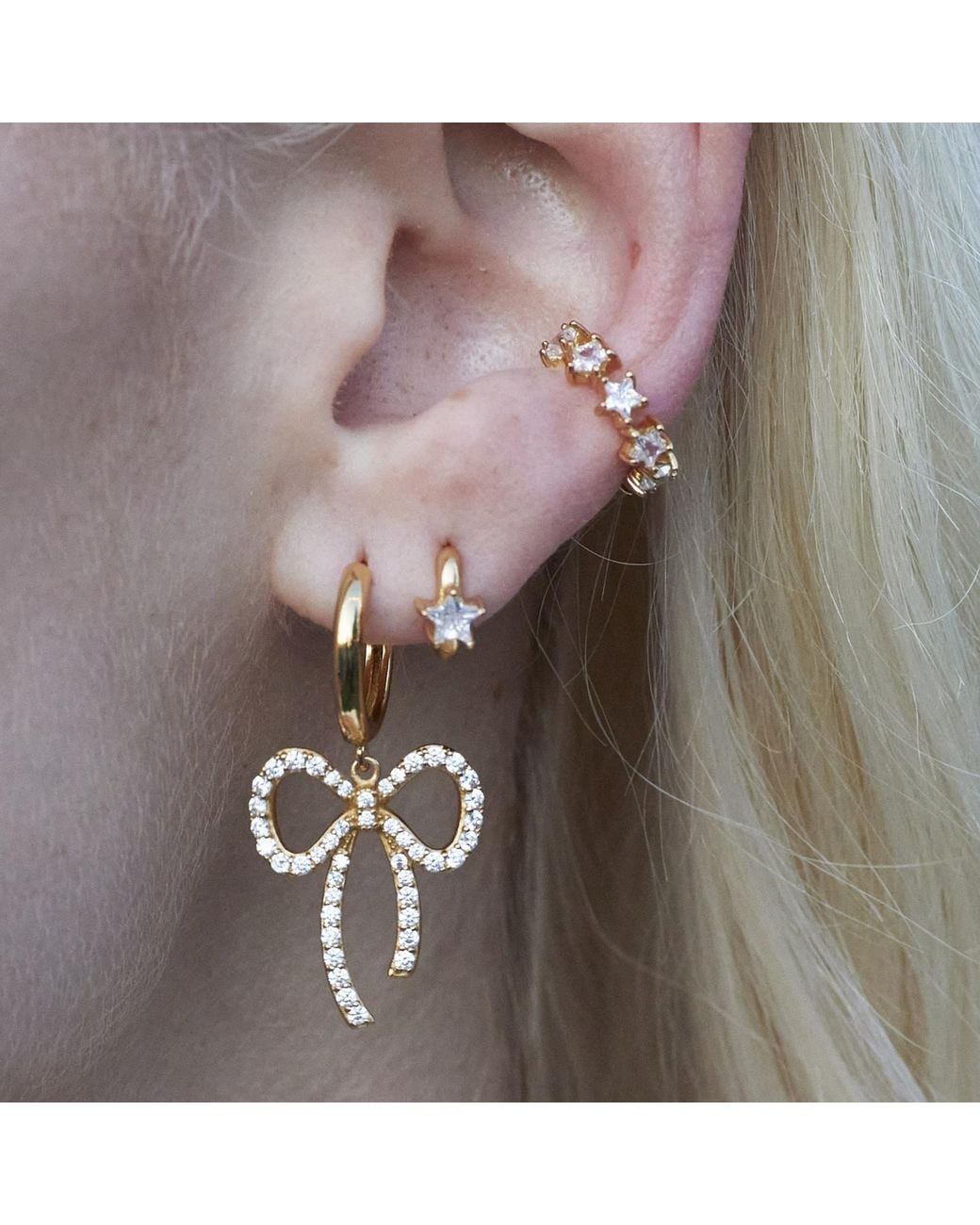 Scream Pretty Metallic Sparkling Star Huggie Earrings