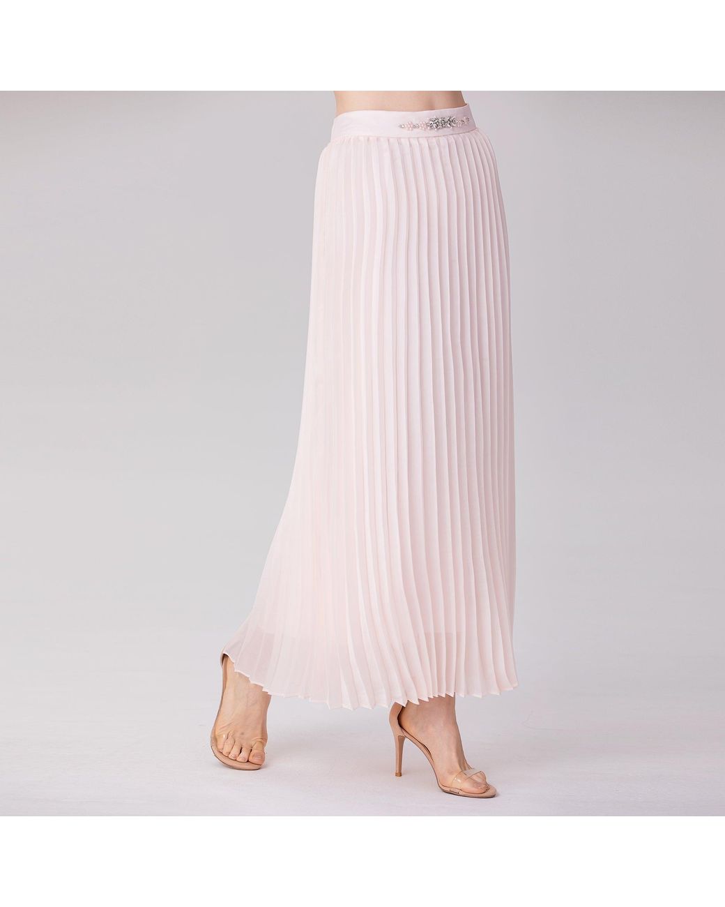 Smart and Joy Pink Organza Pleats Midi Skirt