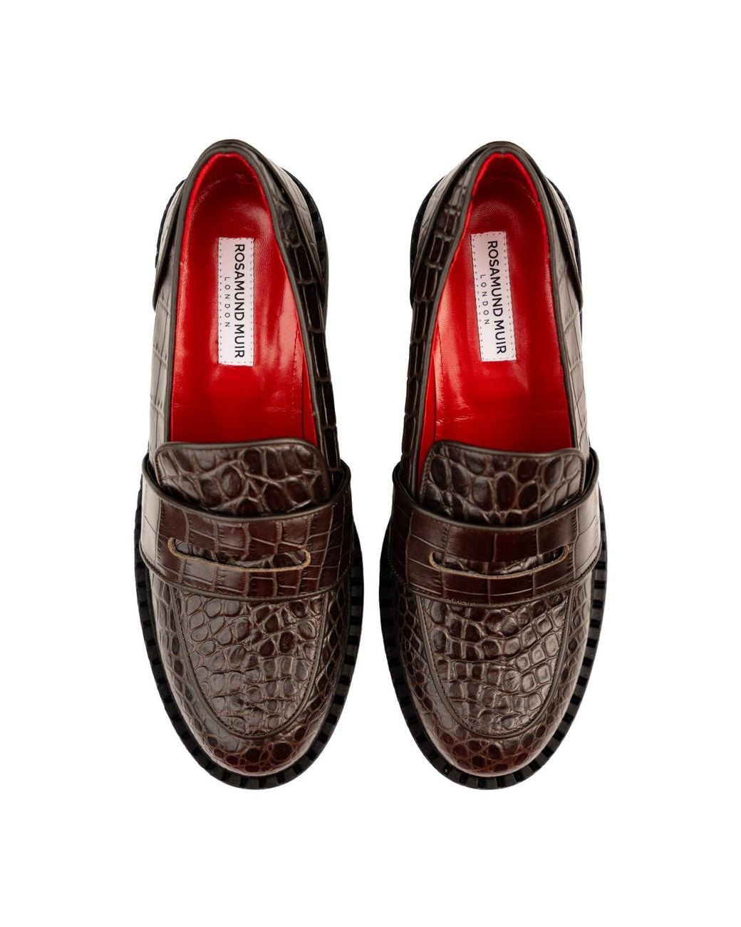 Rosamund Muir London Red Stratford Crocodile Print Loafers