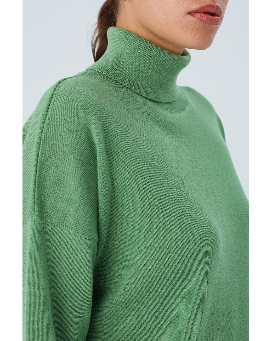 Peraluna Green Wide Roll Neck Knitwear Pullover