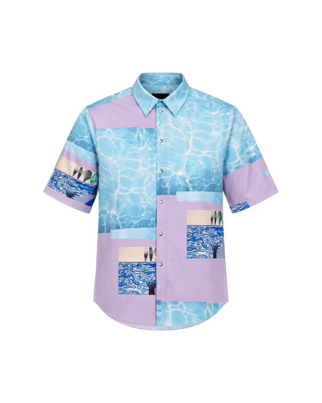 mysimplicated Blue Short Sleeve Shirt Water Design for men