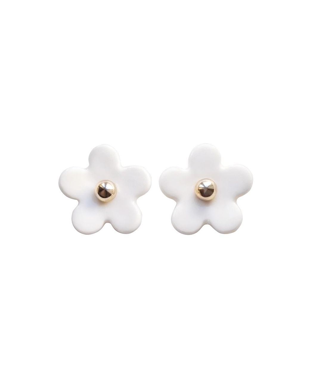 POPORCELAIN Metallic Everyday Porcelain Daisy Stud Earrings