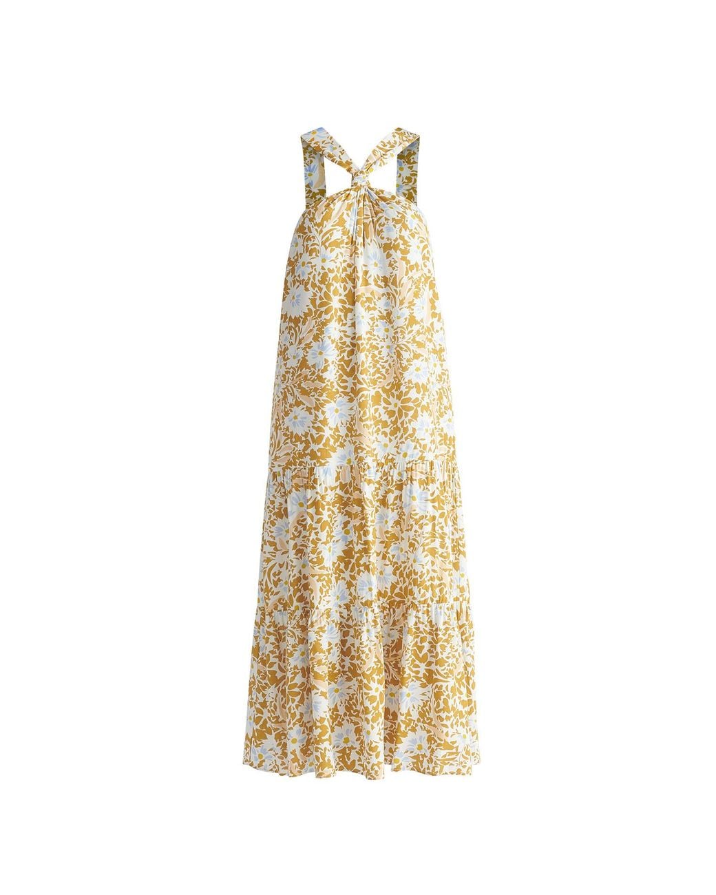 Paisie Metallic Tiered Halterneck Maxi Dress
