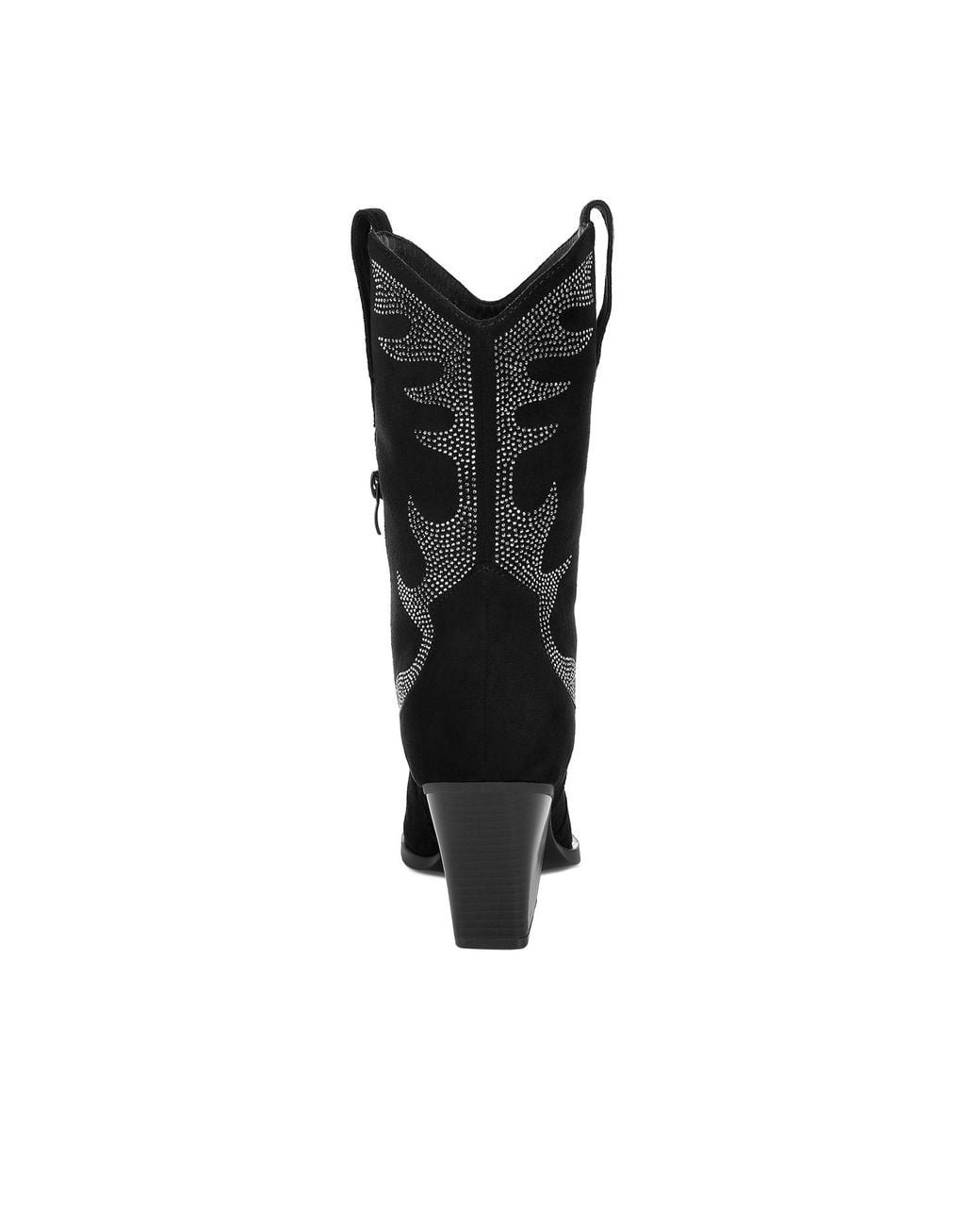 Rag & Co Black Rambler Rhinestones Embellished Calf Boots