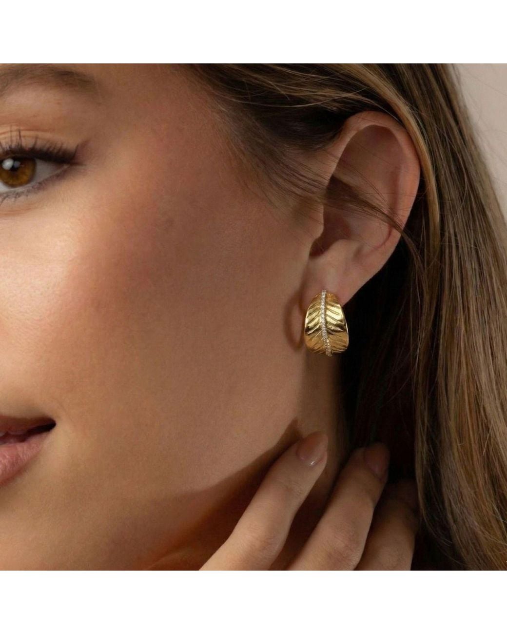 With Love Darling Metallic Ashok Leaf Earrings