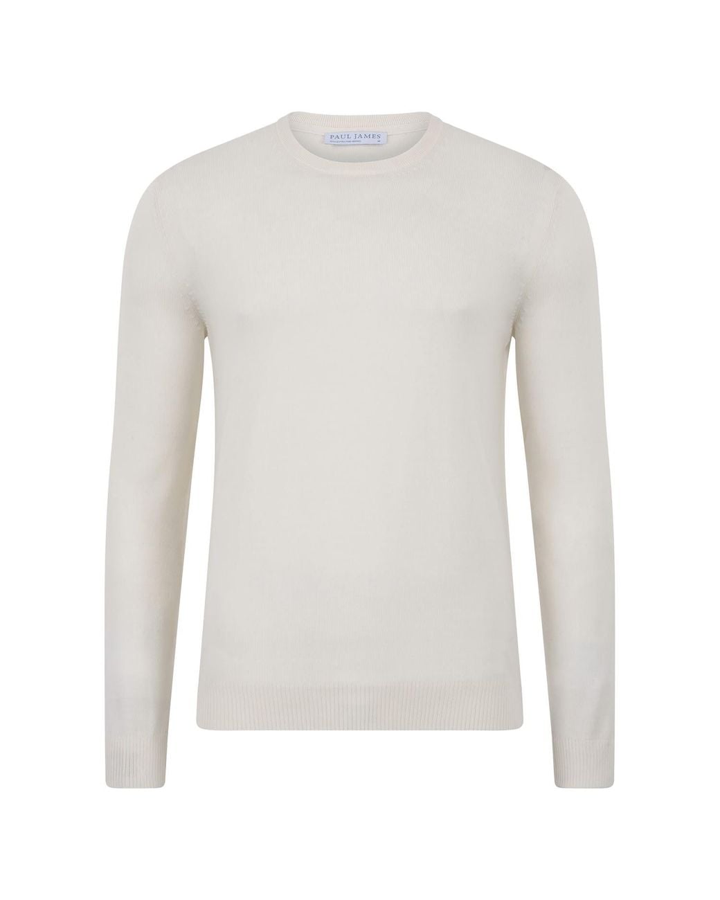 Paul James Knitwear Gray Extra Fine Merino Wool Callington Crew Neck Jumper for men