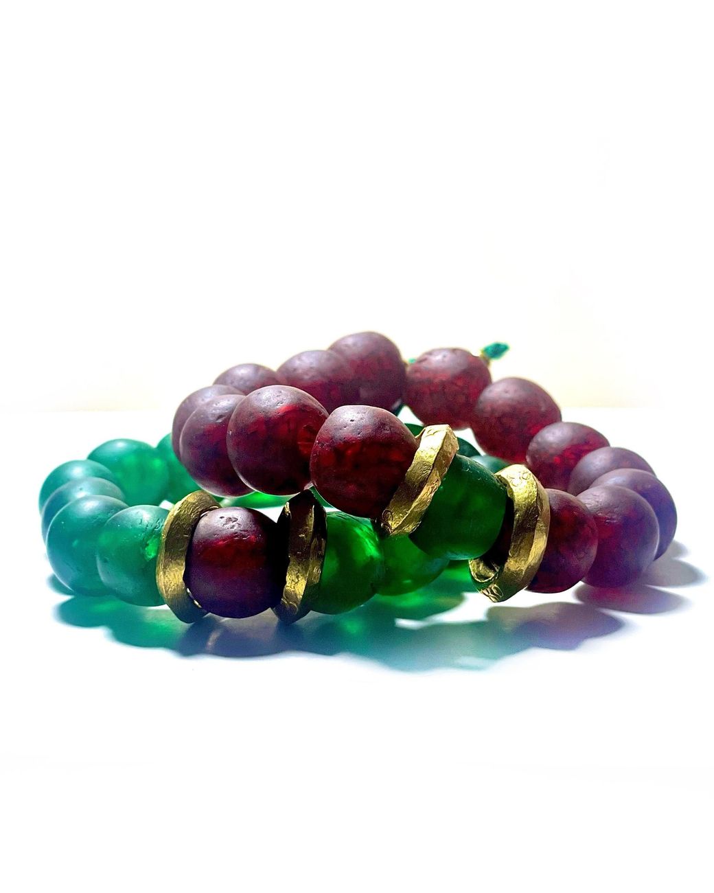 Persia Dona Jewelry Green Emerald Vintage Glass Bracelet