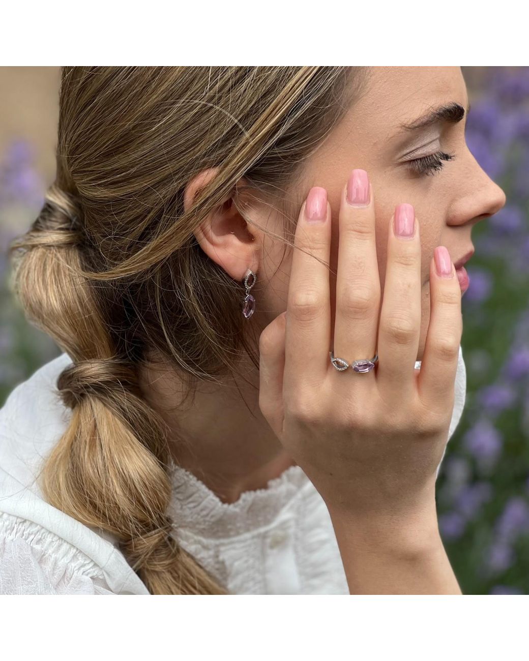 Augustine Jewels Purple Amethyst & Diamond Earrings
