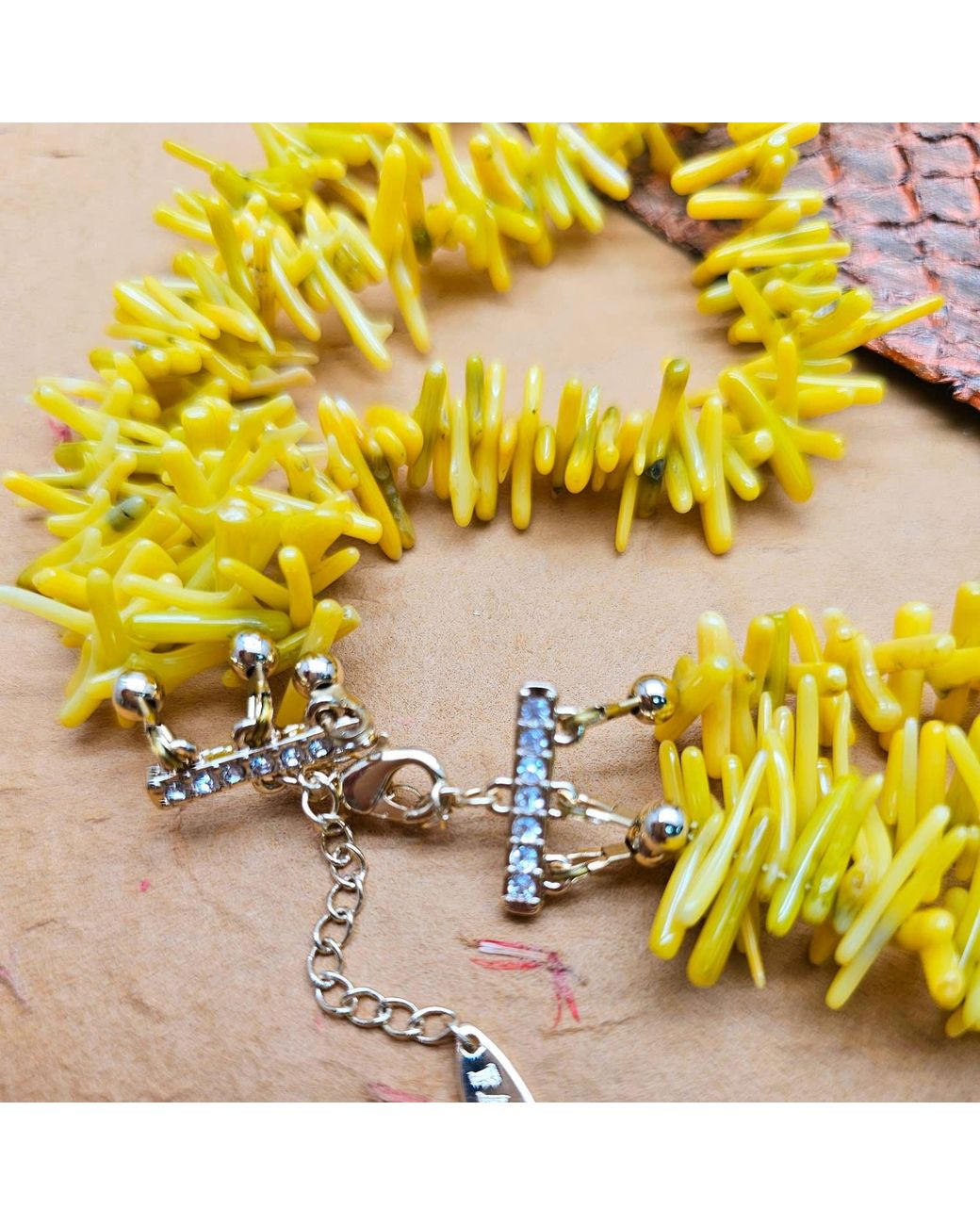 Farra Yellow Bohemian Vibrant Multi-Layer Coral Bamboo Statement Necklace
