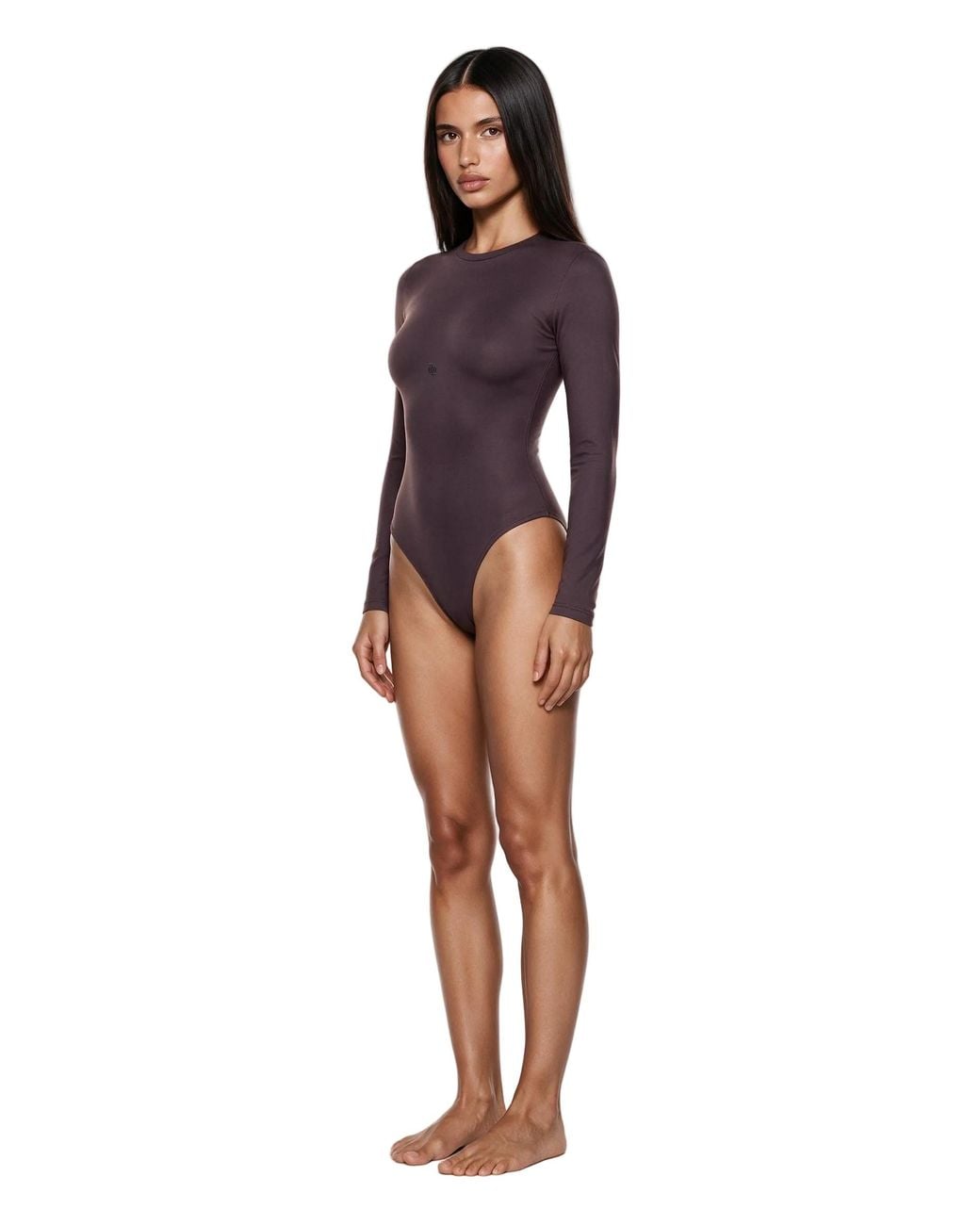 GOD SAVES QUEENS Brown Second Skin Long Sleeve Crew-Neck Bodysuit Doppio