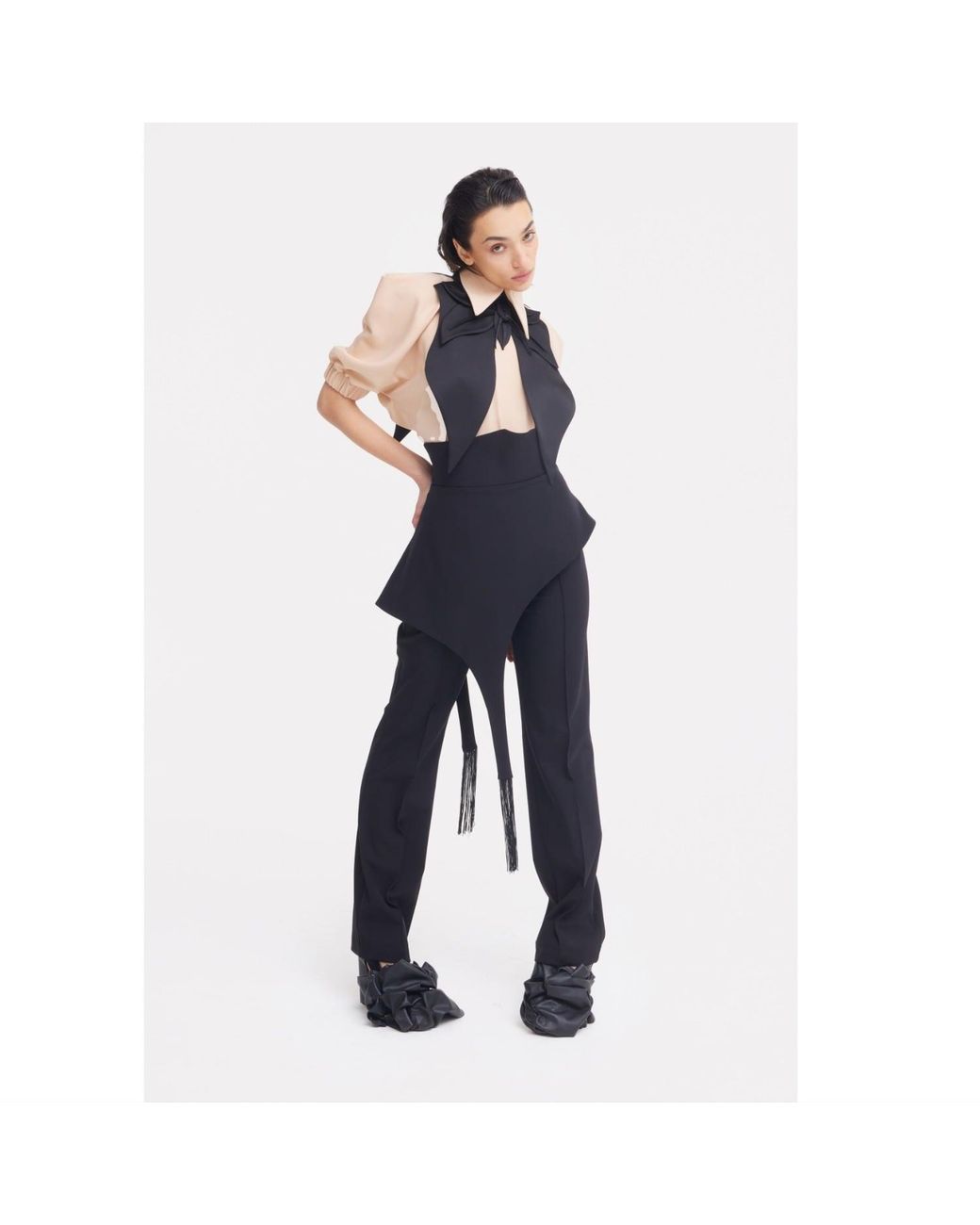 Julia Allert Black Full-Length Tailored Straight Leg Pants With Back Zipper