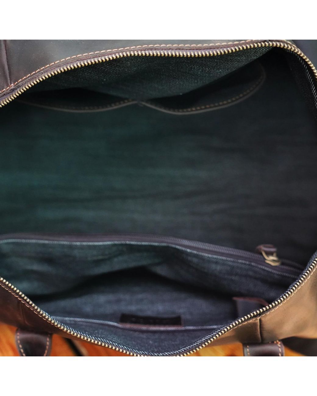 Touri Brown Genuine Leather Gym Bag With Shoe Storage