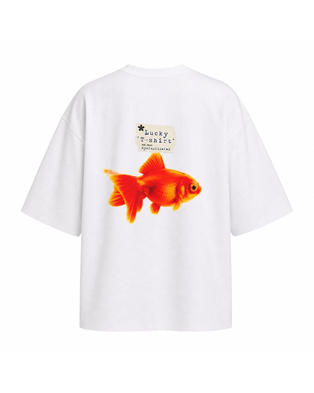 mysimplicated White Oversized Cotton T-Shirt Lucky W