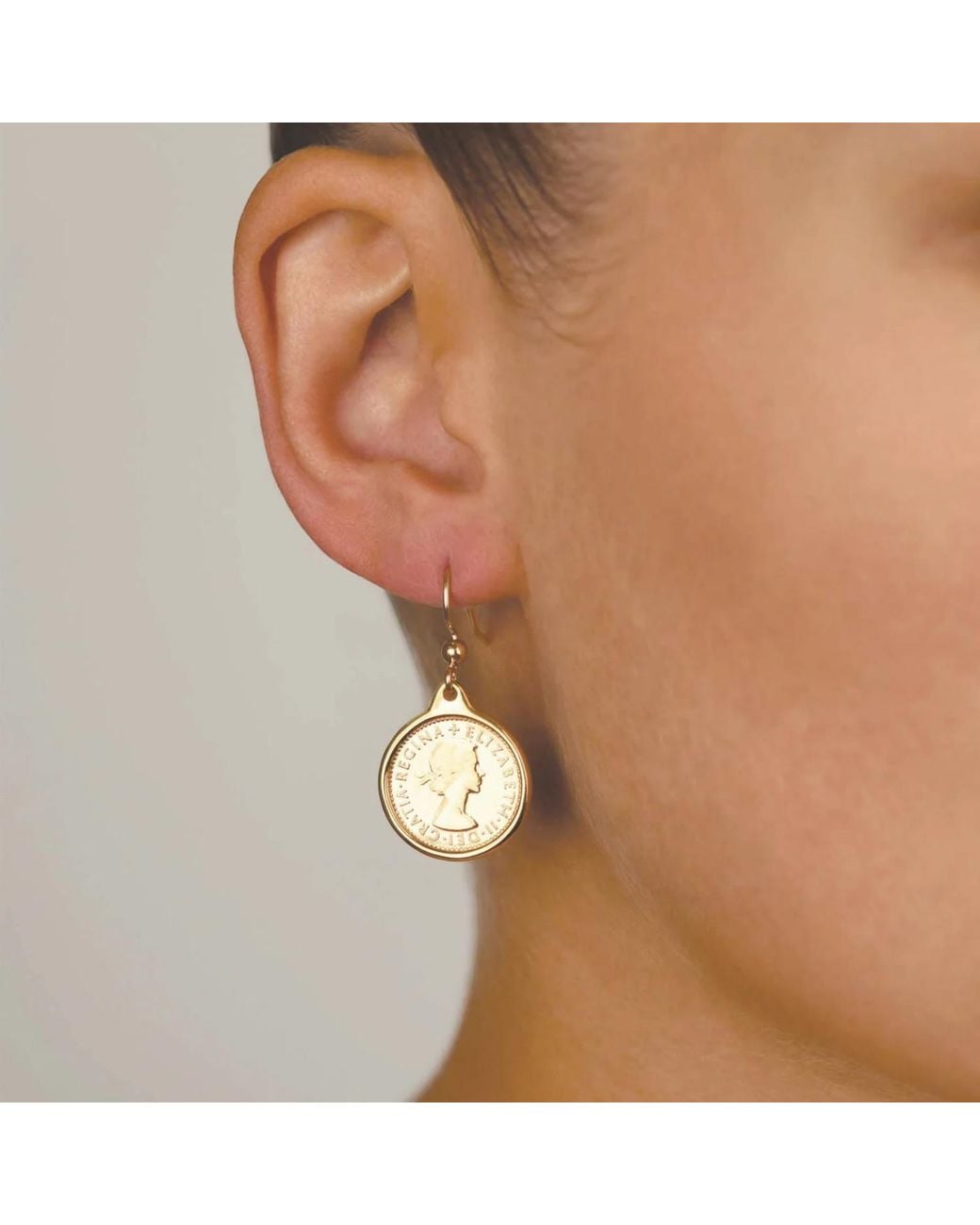 Von Treskow Metallic Threepence Coin Earrings