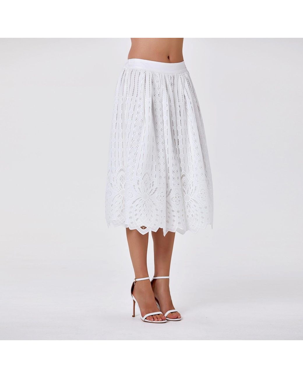 Smart and Joy Gray Jupe Midi En Coton Brodé