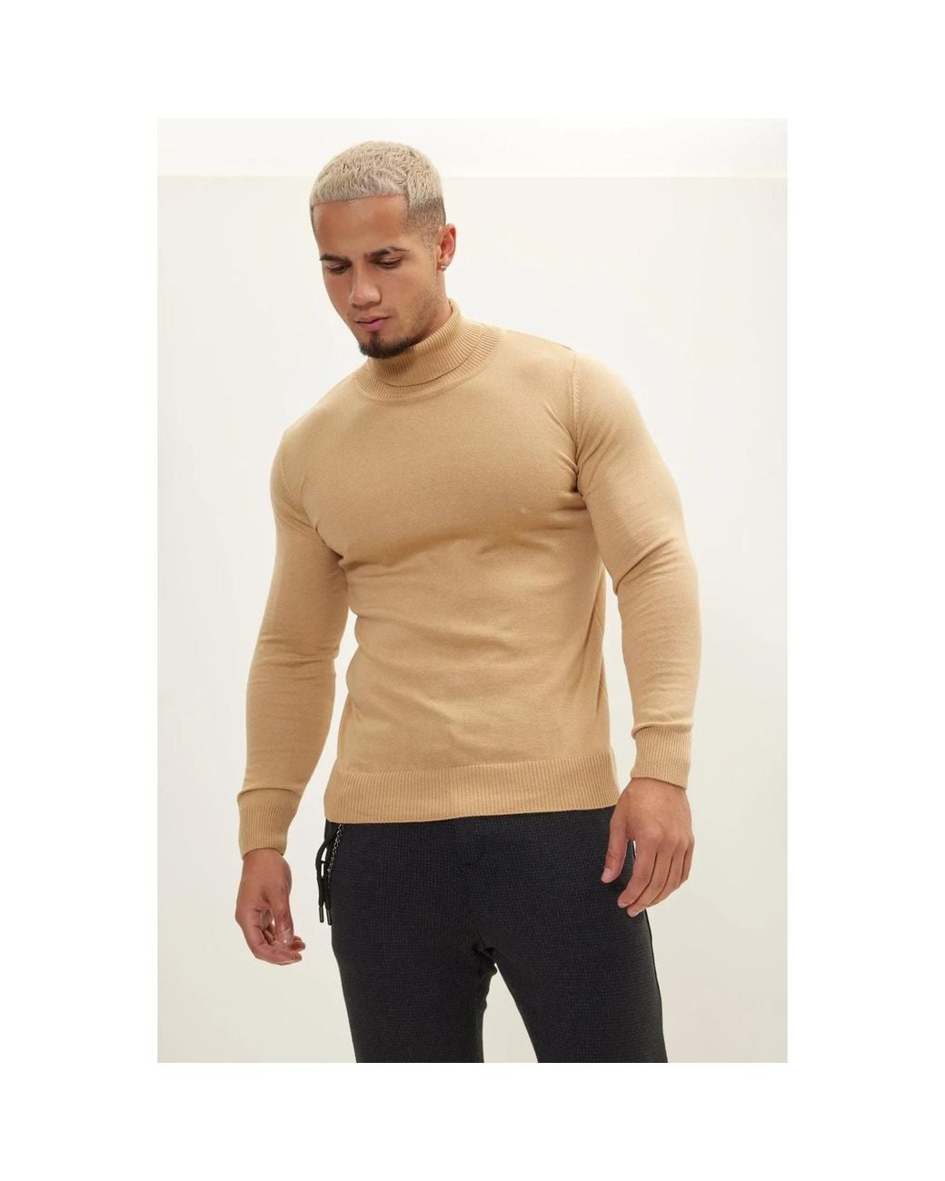 Ron Tomson Natural Neutrals Roll Neck Knit Sweater for men