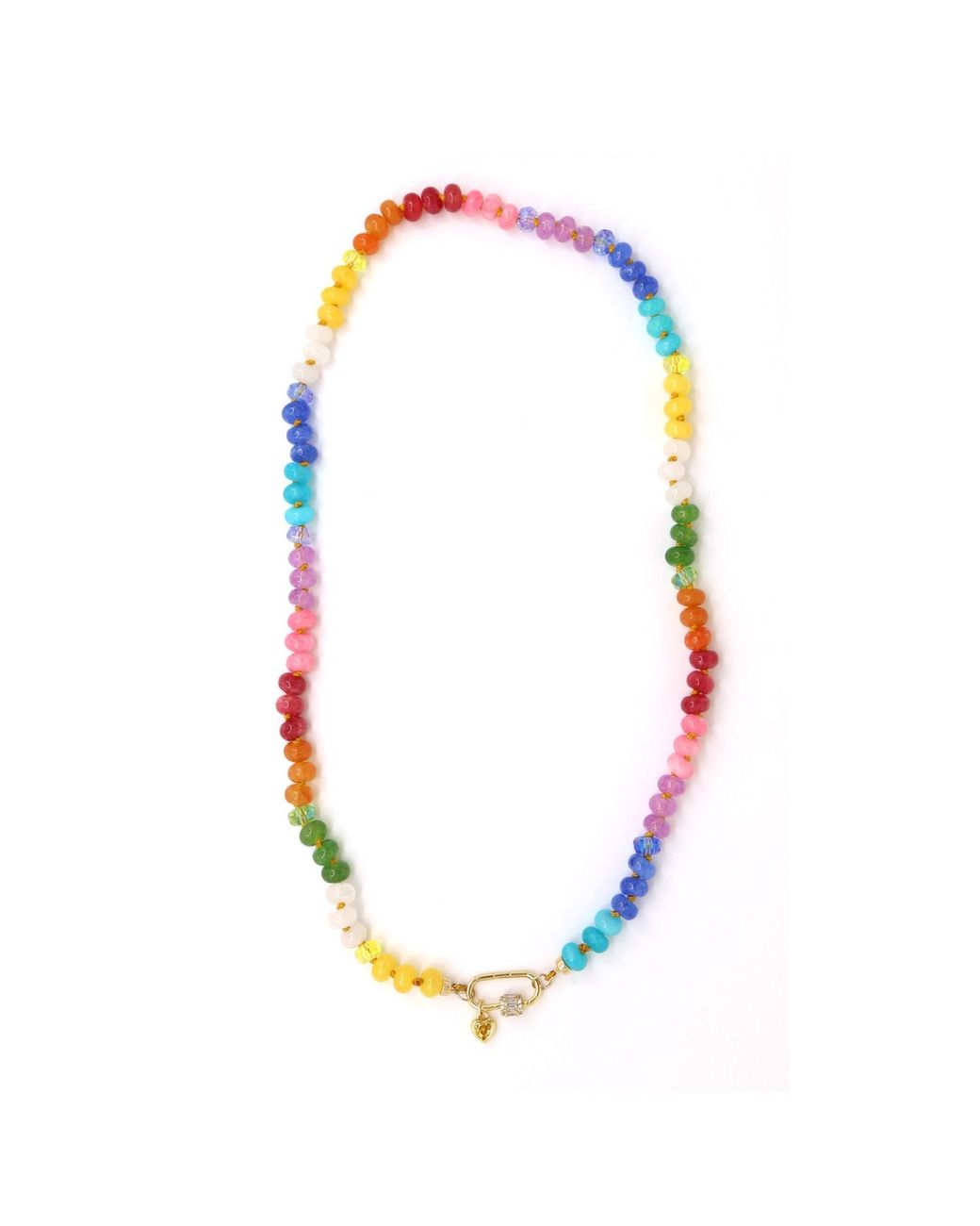 Shar Oke Blue Multicoloured Gemstone Silk Knotted Necklace